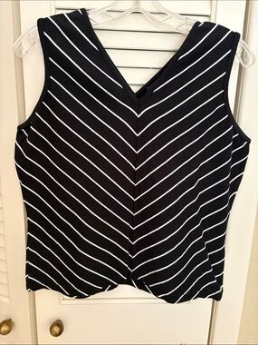 Harold's Black and White Striped V-Neck Tank Top